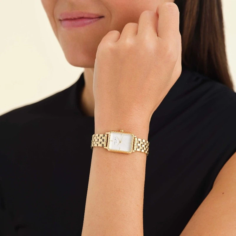 Champagne Stainless Steel Square Women Quartz Watches