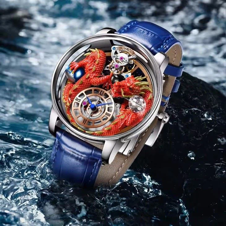 New Style Hot Selling Exquisite Dragon Minimalist Watch Quartz Movement Watch 316L Stainless Steel Top Leather Watch Men Watches
