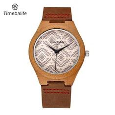 Lederen heren houten horloge