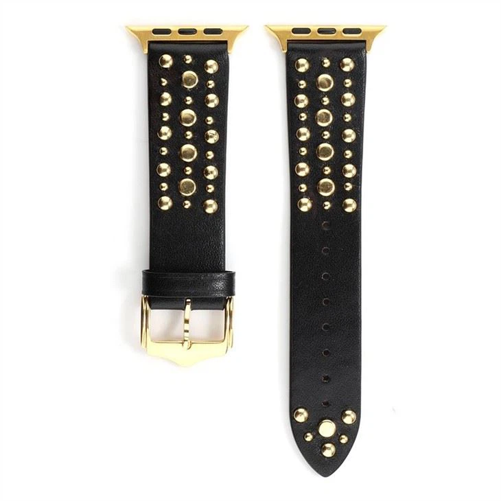 Geschikt voor Apple Watch Apple Watch Rivet lederen band Full Nail High Street polsband IWatch Gold Rivet