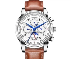 Heren maanfase luxe horloge automatisch uurwerk horlogeband lederen horloges